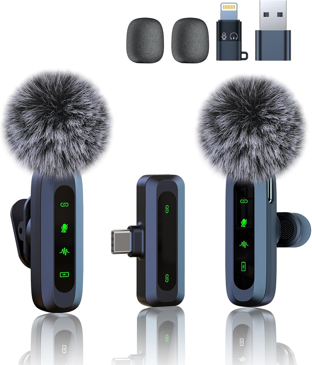 Mikrofon handy, Mikrofon für iPhone und USB-C-Stecker, Mini mikrofon, kabellose Mikrofone mit Rausch