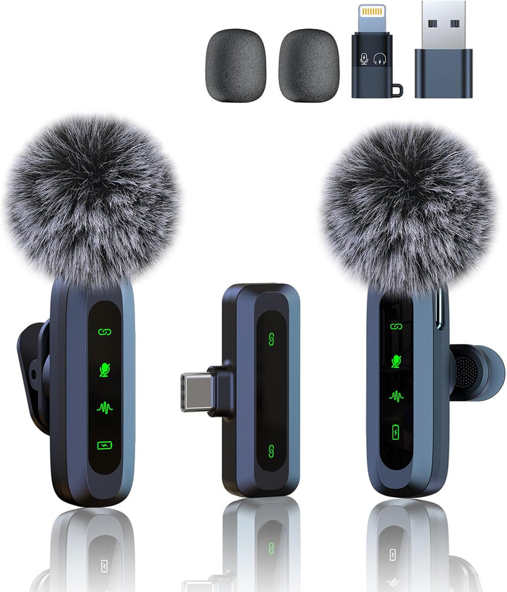 Mikrofon handy, Mikrofon für iPhone und USB-C-Stecker, Mini mikrofon, kabellose Mikrofone mit Rausch