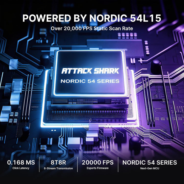 ATTACK SHARK RS3 Ultra Kabellose Gaming Maus, PAW3955MAX Sensor, Nordic 54L15 Chip, Kohlefaser, 8K P