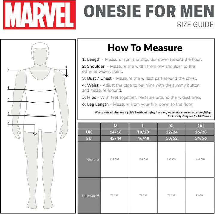Marvel Herren Schlafoveralls M Mehrfarbig, M Mehrfarbig