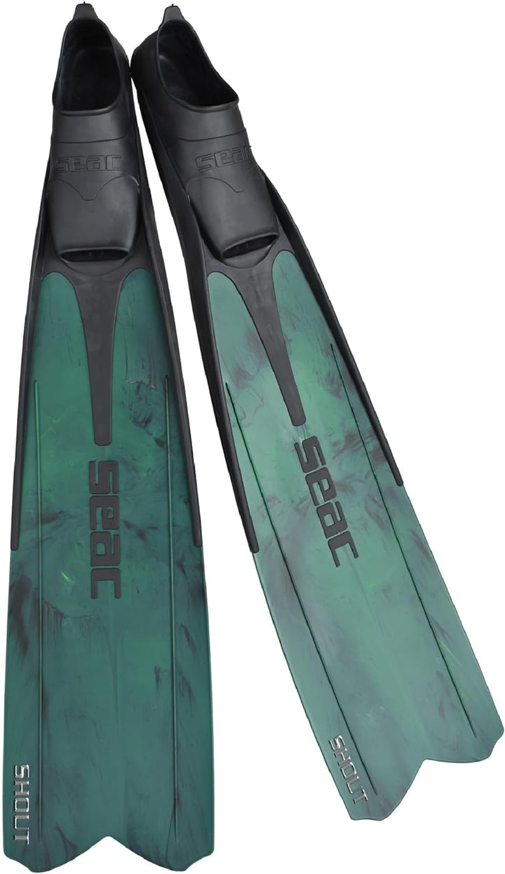 Seac Unisex-Adult Shout Lange Fussteilflossen für die Unterwasserjagd und zum Freitauchen Grün 47/48