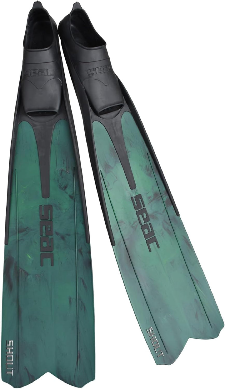 Seac Unisex-Adult Shout Lange Fussteilflossen für die Unterwasserjagd und zum Freitauchen Grün 39/40