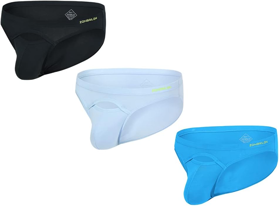 Herren Bikini Slip aus Bambusfaser Weiche Atmungsaktive Komfortable Unterwäsche mit Grossem Beutel,