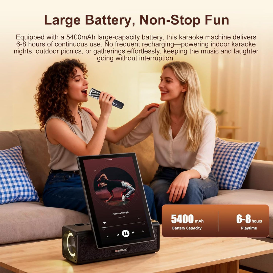 HUABAO Tragbare Karaoke-Maschine mit 14,1-Zoll-HD-Drehbildschirm, kabelloser Bildschirmspiegelung fü