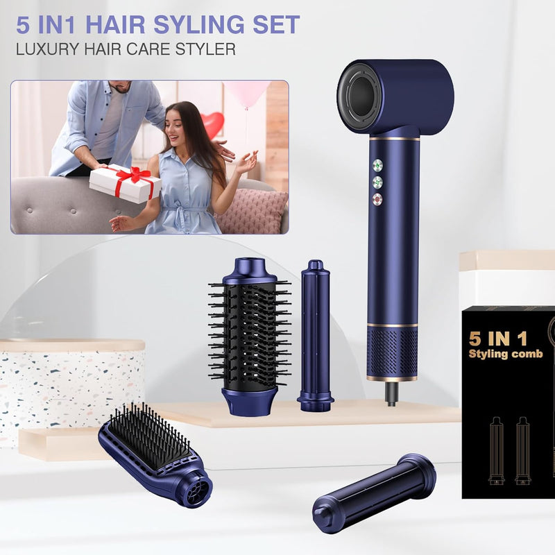 Air Styler, 110,000 RPM High-Speed Ionen Haartrockner mit Föhn, Warmluftbürste Haarstyler, 20m/s Luf