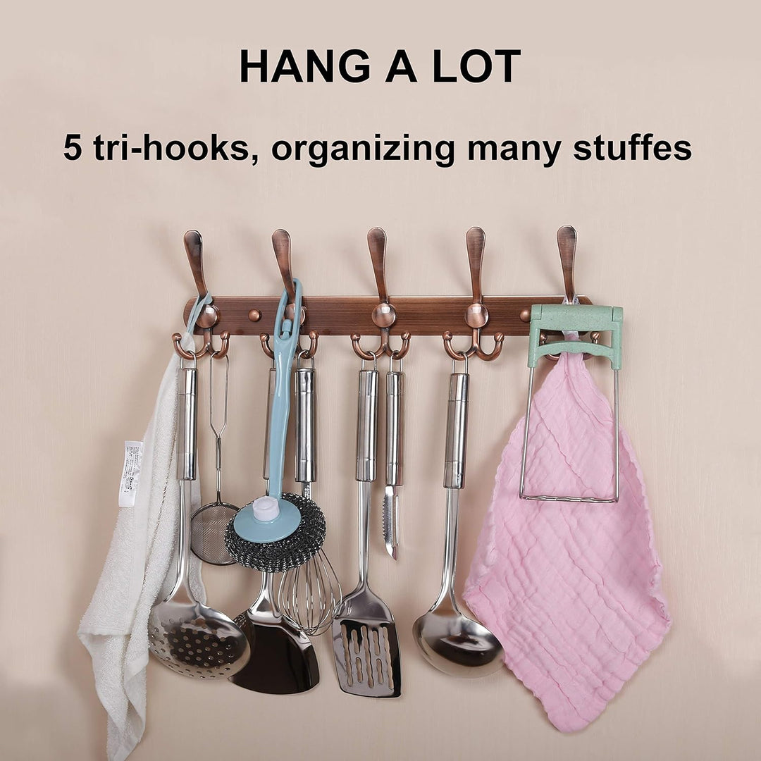 Dseap Garderobenleiste - Schwerlast Garderobenhaken Mit 5 Dreifachhaken, Edelstahl Wandgarderobe, Kl