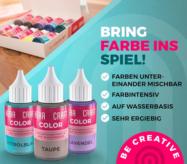 KERACRAFT Color 25ml - Farbpigmente für Giesspulver 10er Set