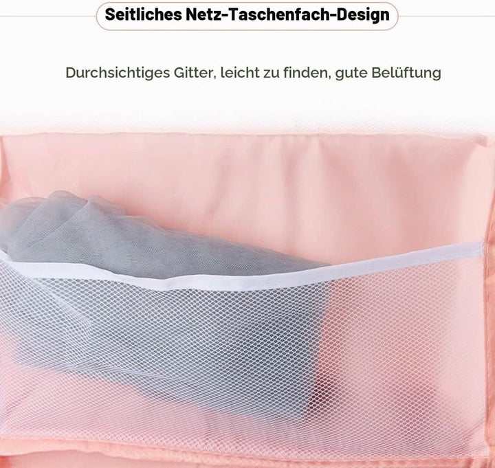 Hängeregal Kleiderschrank, 4 Fächer Hängender Organizer Schrank, mit 12 Netzseitentaschen für Famili
