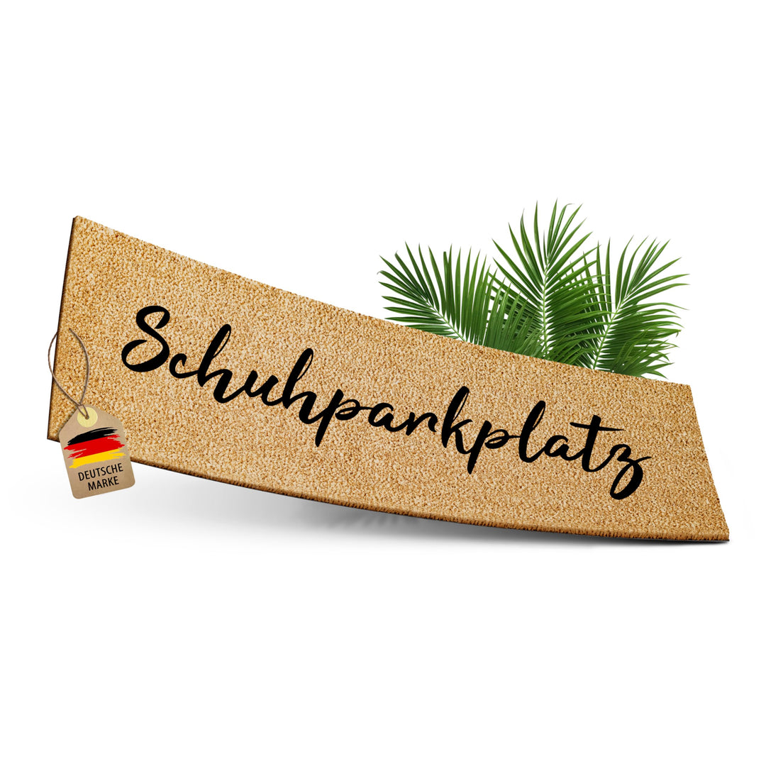 ElbFuchs® Schuhparkplatz Kokos Fussmatte 100x35cm | Rutsch- und wetterfeste Schuhmatte Abtropfmatte