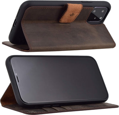 Suncase Book-Style Hülle kompatibel mit iPhone 11 Pro (5.8 Zoll) Leder Tasche (Slim-Fit) Lederhülle