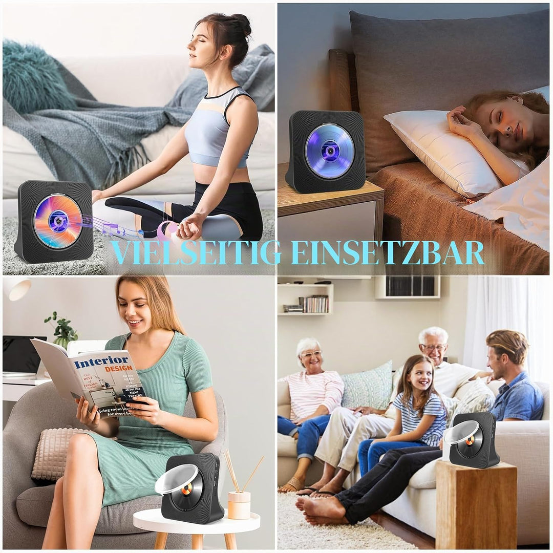 Tragbarer CD-Player für Zuhause mit Lautsprechern - Bluetooth Desktop CD-Player Eingebaute HiFi-Laut
