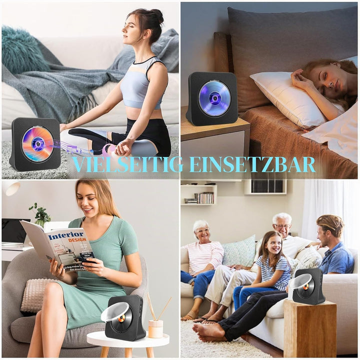 Tragbarer CD-Player für Zuhause mit Lautsprechern - Bluetooth Desktop CD-Player Eingebaute HiFi-Laut