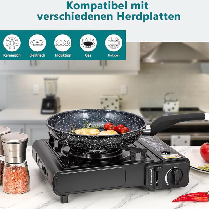EliteHoff Pfannenset Induktion 3-teilig (20/24/28 cm), Induktionspfannen-Set, Aluminiumguss mit Anti