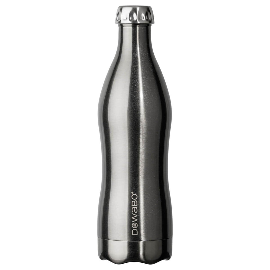 Dowabo Thermoskanne Schwarz, Doppelwandig, Vakuum isoliert, wiederverwendbare Trinkflasche silber Gr