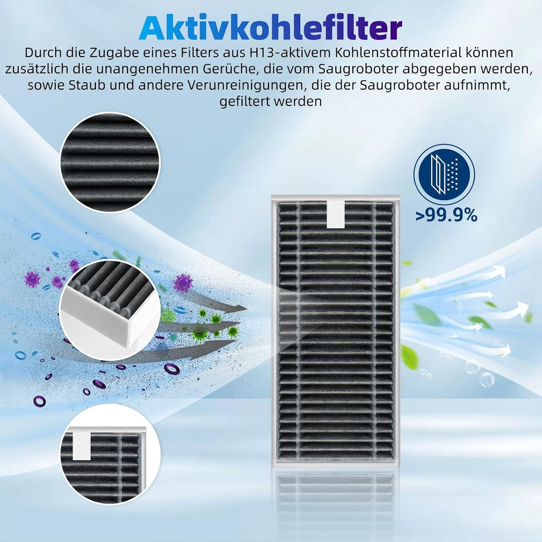 Bluearks 19 Stück Zubehörset für Ecovacs Deebot X8 Pro Omni/X8 Omni Saugroboter, 1 Hauptbürste, 4 Fi