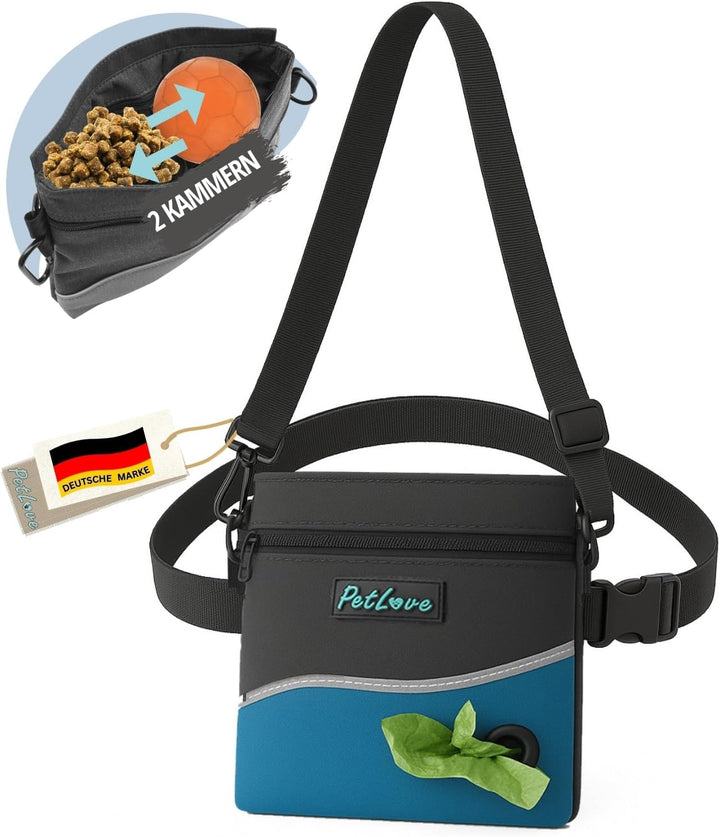PetLove Leckerlibeutel für Hunde • Futterbeutel mit Magnetverschluss • Inklusive Kotbeutelspender &