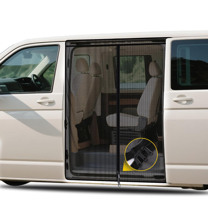 XCBYT Moskitonetz Auto Seitentür Kompatibel für VW T5 T6, Mitte Reissverschluss Fliegengitter Auto I