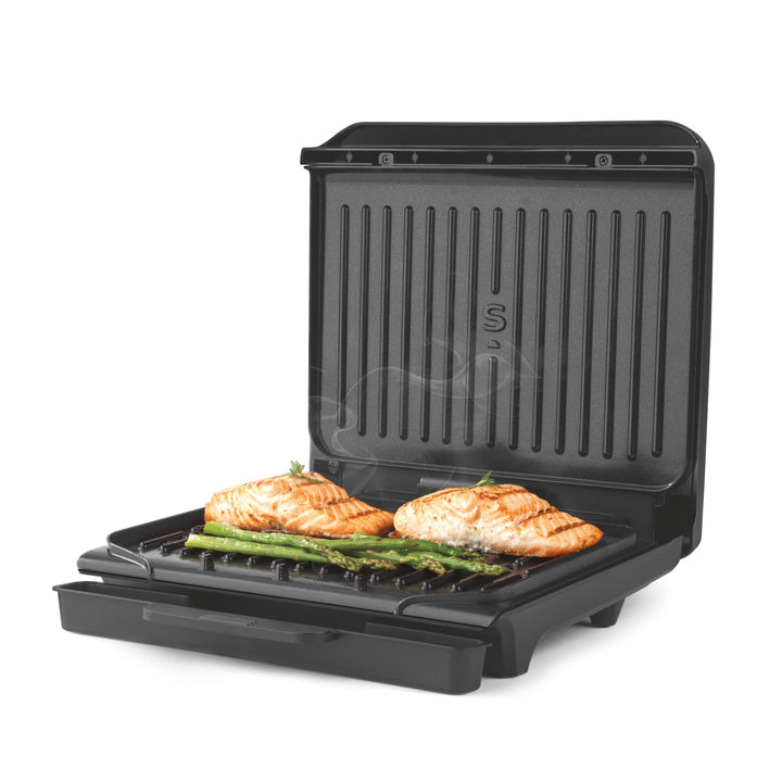 Salter ActiGrill Alltag – 4-Portionen-Mittelgrosser Gesundheitsgrill, Schwebendes Scharnier für dick