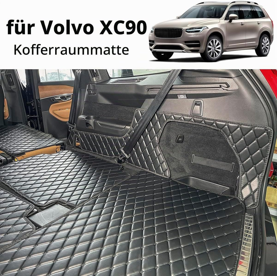 Kofferraumwanne kompatibel mit Volvo XC90 2016–2024 (7-Sitzer) Kofferraummatte Kofferraumabdeckung