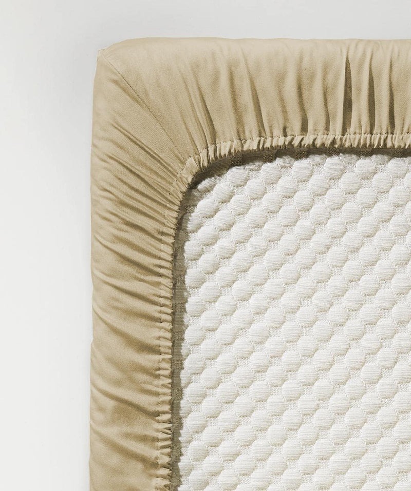 Fleuresse Colours Spannbettlaken, Uni-Mako-Satin, Sand, 100 x 200 cm Beige 100/200, Beige 100/200