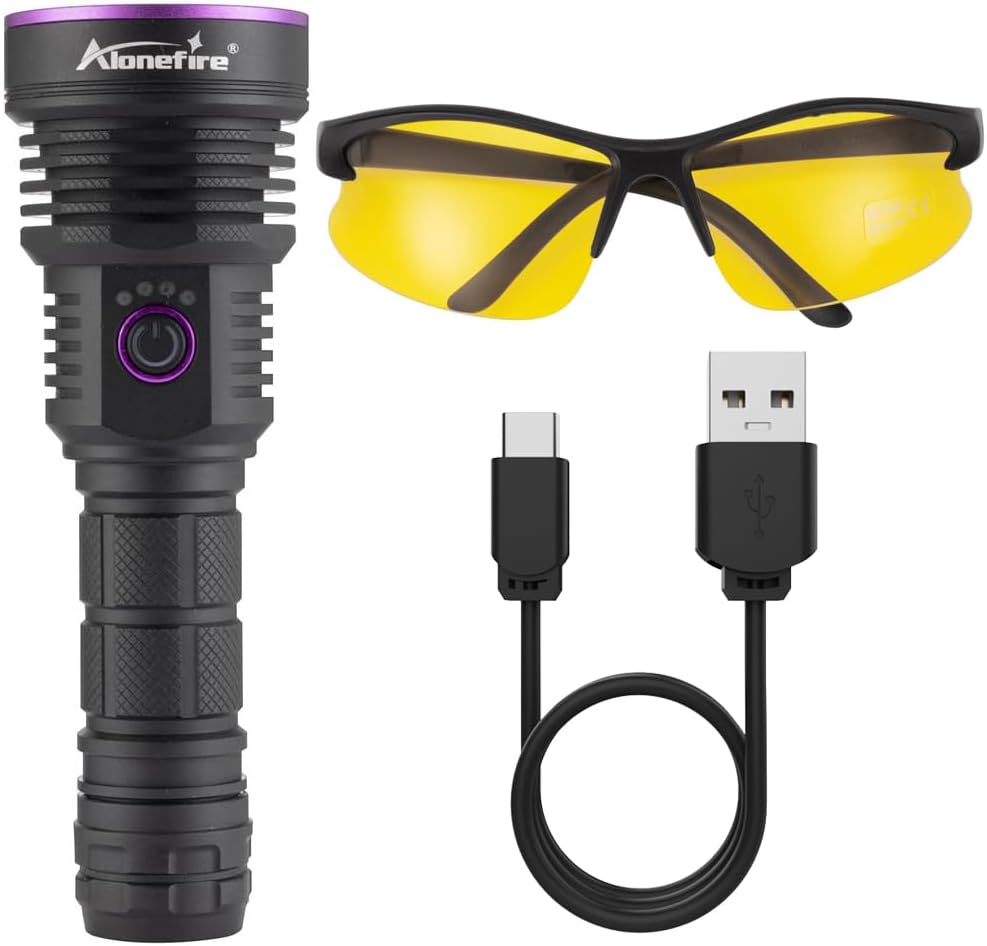 Alonefire SV43 36W 365nm UV Taschenlampe USB Aufladbar Ultraviolett Schwarzlicht Haustierurin Detekt