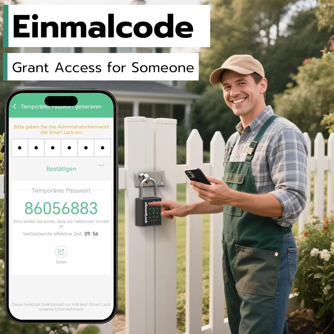 Eseesmart Smart Zahlenschloss Vorhängeschloss, Bluetooth Schloss mit Zahlencode RFID, Wetterfestes G