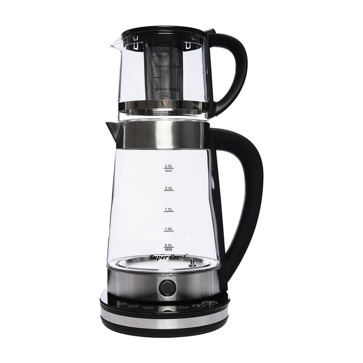 Elektrischer Wasserkocher, 2.5L Teekocher mit 1L Kleiner mit Temperatureinstellung und Edelstahlsieb