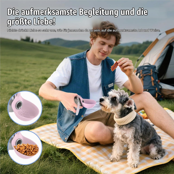 Trinkflasche Hunde für Unterwegs, Hundetrinkflasche für Unterwegs mit Silikonnapf, 285ML Edelstahl A