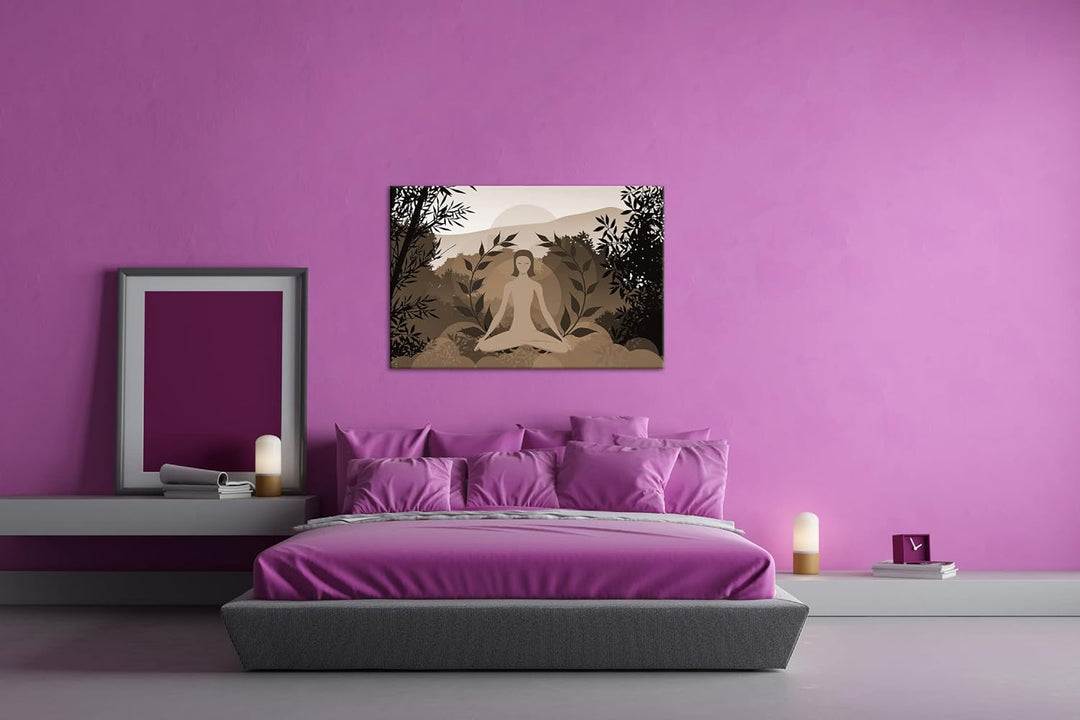 deyoli Meditation im Grünen Effekt: Sepia Format: 80x60 als Leinwandbild, Motiv fertig gerahmt auf E