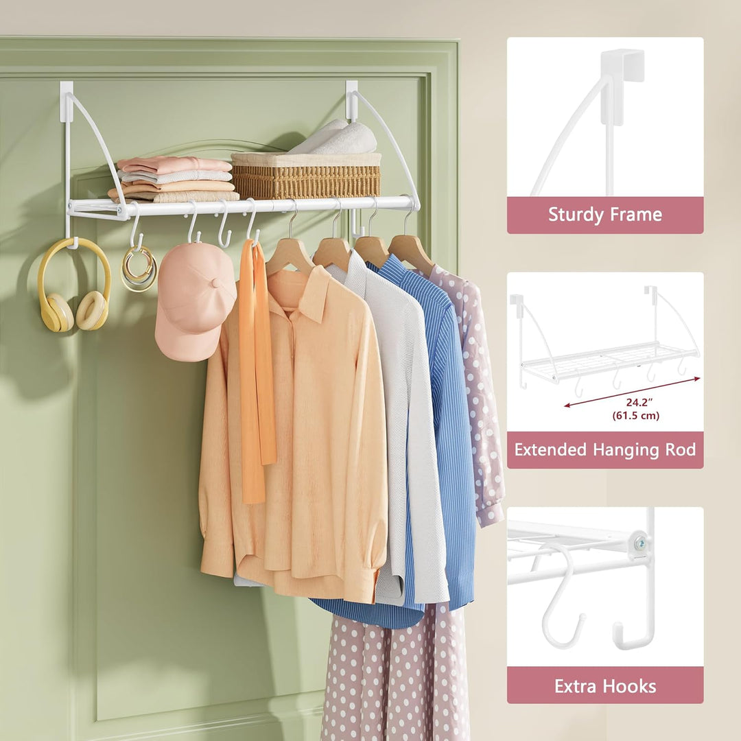Tajsoon Türgarderobe mit Ablagerung und 6 Haken (Weiβ, 61.5CM) Weiss 61.5CM, Weiss 61.5CM