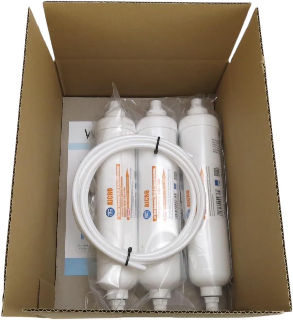GAC 3 x Aquafilter AICRO Kühlschrankfilter Wasserfilter Aktivkohle 6 mm Schlauch zum Stecken, DD-709