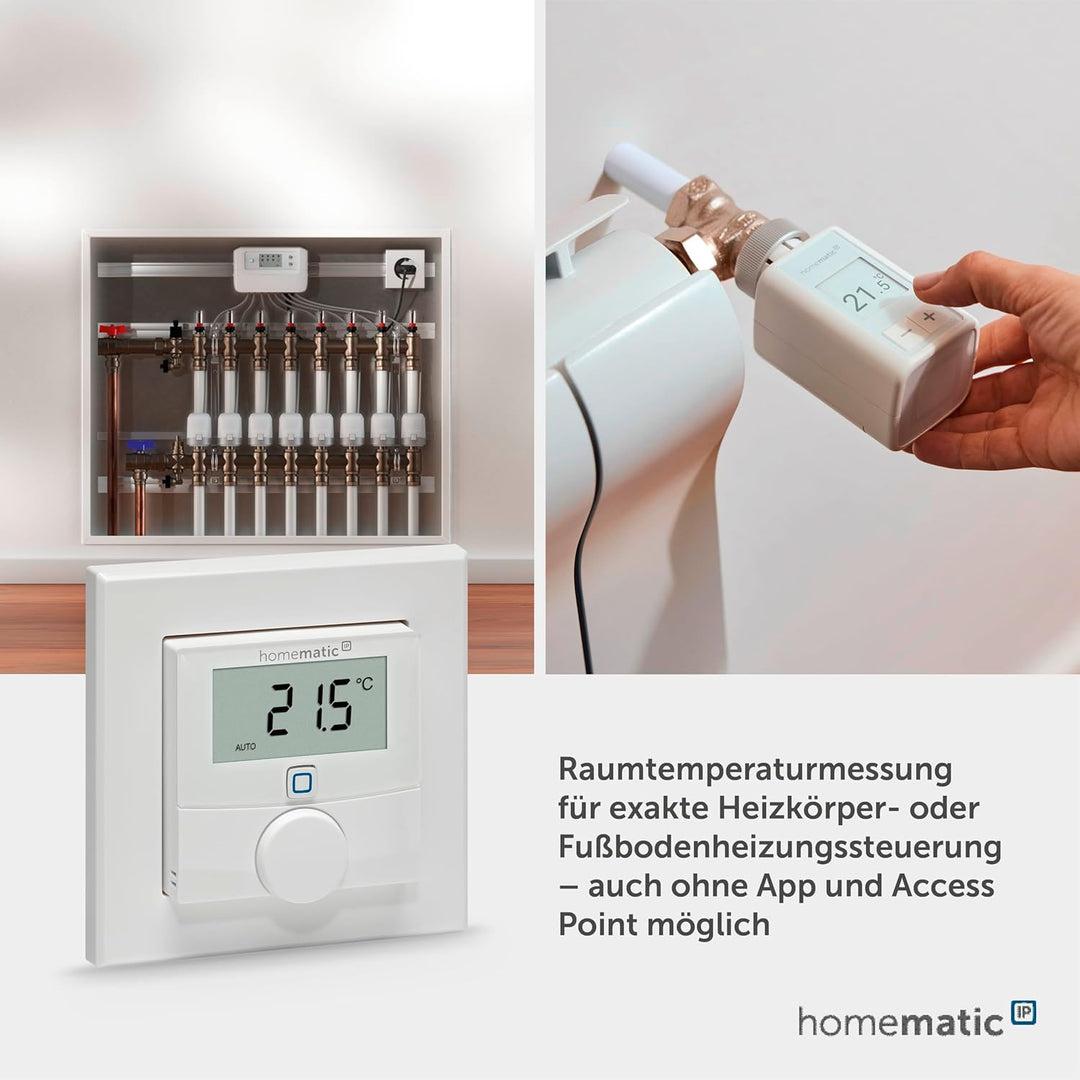 Homematic IP Smart Home Wandthermostat HmIP-WTH-2 mit Luftfeuchtigkeitssensor Display, Stellrad ja,