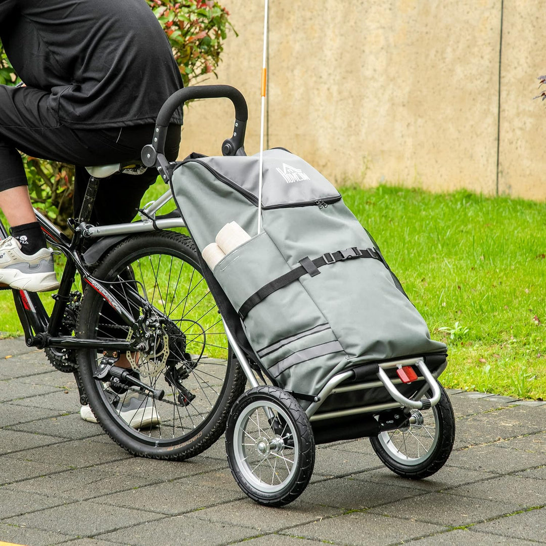 HOMCOM 2 in 1 Lastenanhänger Einkaufstrolley für Einkaufswagen Fahrradanhänger Transportanhänger mit