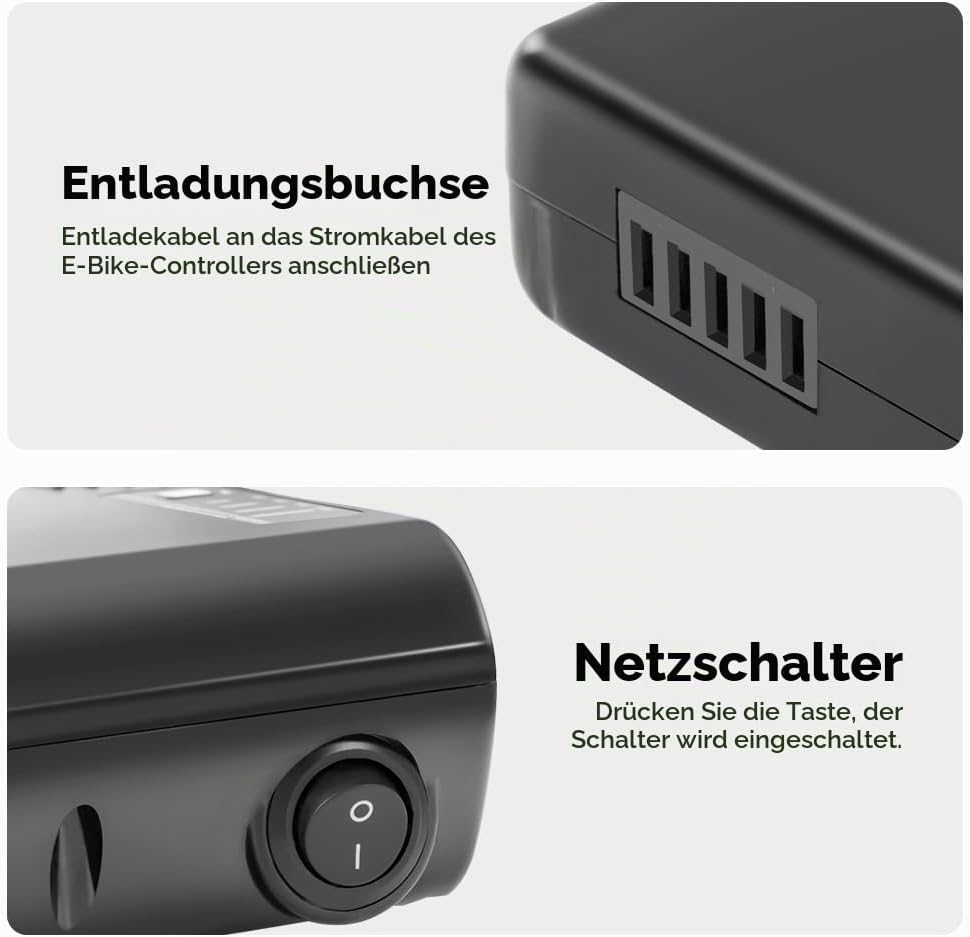 SHIMOST E-Bike Li-ion Batterie 36V 14,5Ah Hailong Akku mit Ladegerät für Elektrofahrrad Pedelec, Pas