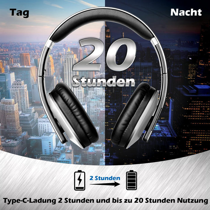 August EP650 - Bluetooth Kopfhörer v4.2 NFC mit aptX Low Latency - Stereo Over Ear Headphones mit Au
