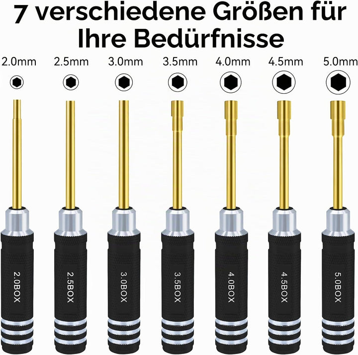 Sechskantmutter Schraubendreher Satz 2.0mm 2.5mm 3.0mm 3.5mm 4.0mm 4.5mm 5.0mm RC Werkzeug Steckschl