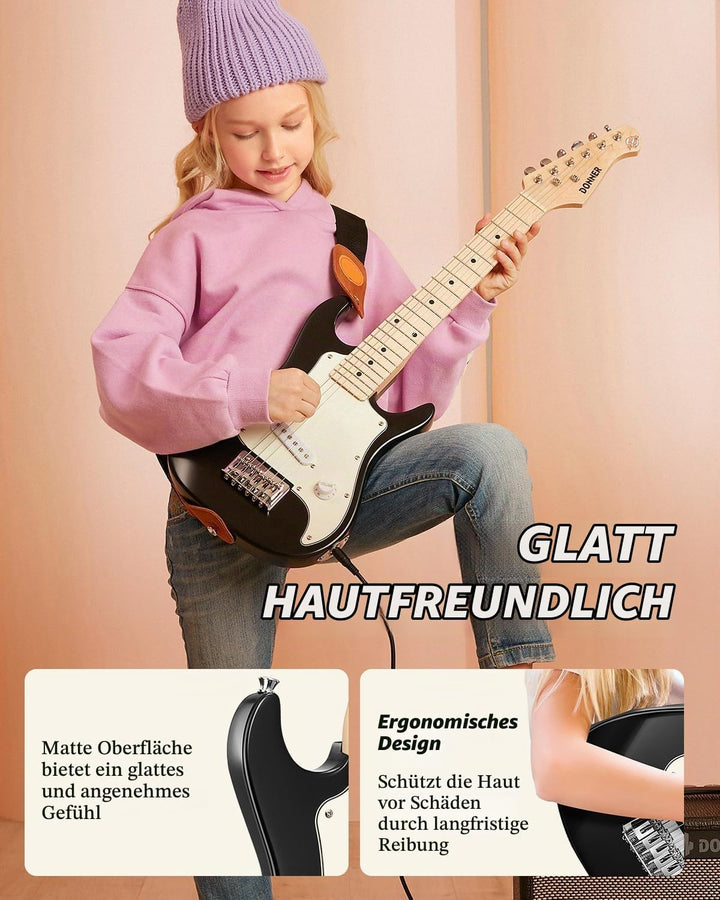 Donner E-Gitarre Set Anfänger Junior Kit ST-Stil 30 Zoll Mini Gitarren Premium Bundle mit Verstärker