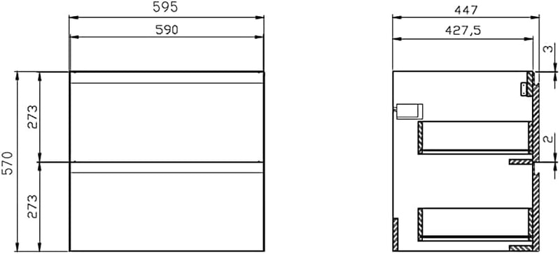 VBChome Badmöbel 60 cm Weiss Aufsatzwaschbecken ohne Hahnloch 48x37 cm Aufsatzwaschtisch mit Waschbe