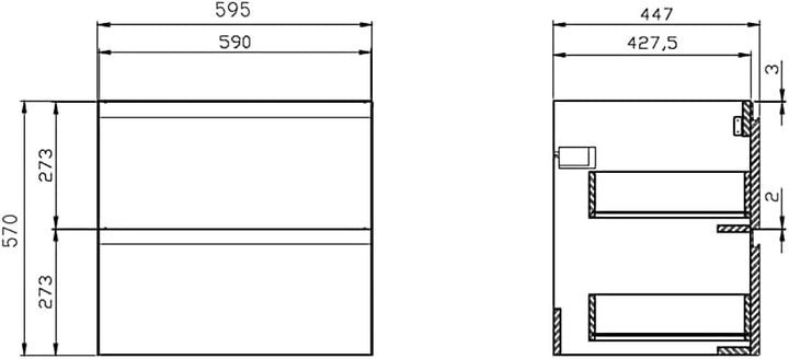 VBChome Badmöbel 60 cm Weiss Aufsatzwaschbecken mit Hahnloch 49x38 cm Aufsatzwaschtisch mit Waschbec