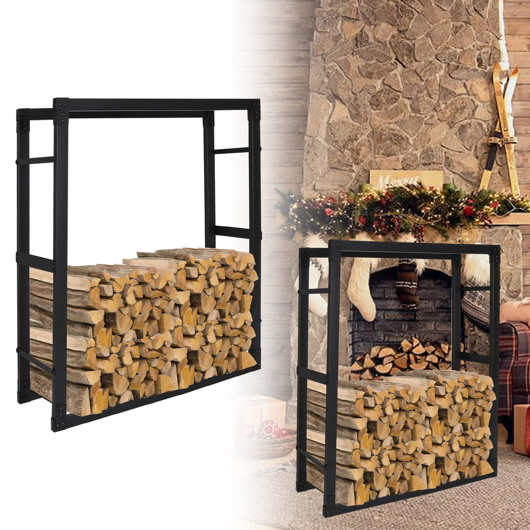 Joparri Kaminholzregal, Brennholzregal Aus Schwarzem Metall, Holzscheite Stapelhilfe für Innen, Feue