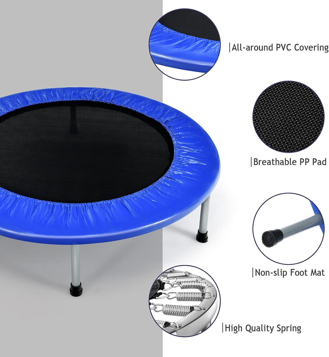 RELAX4LIFE φ 97 cm Mini-Trampolin, Fitness-Trampolin Faltbar, Kindertrampolin mit rutschfesten Füsse