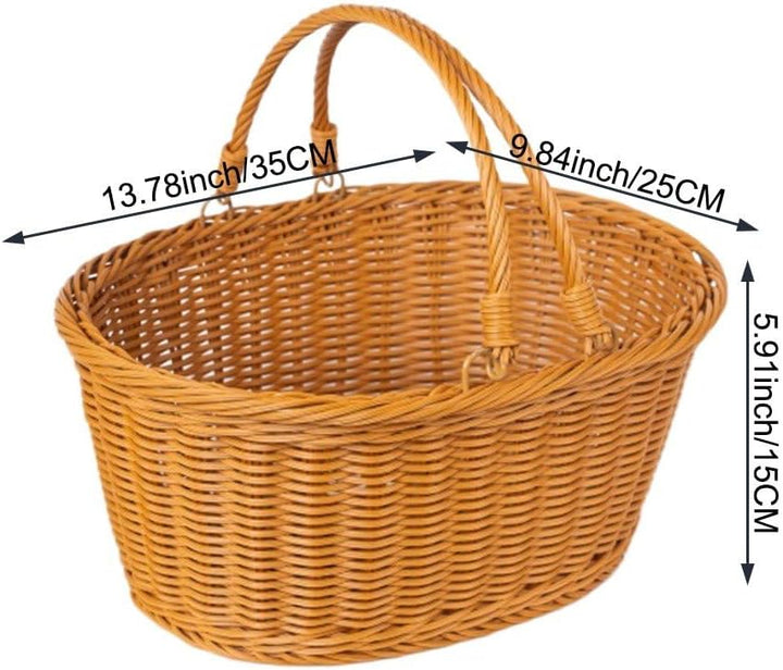 Picknickkorb Griff, Rattan-aufbewahrungskorb, Einkaufskorb, Gewebter Korb Für Brot, Obst, Snacks, Ge
