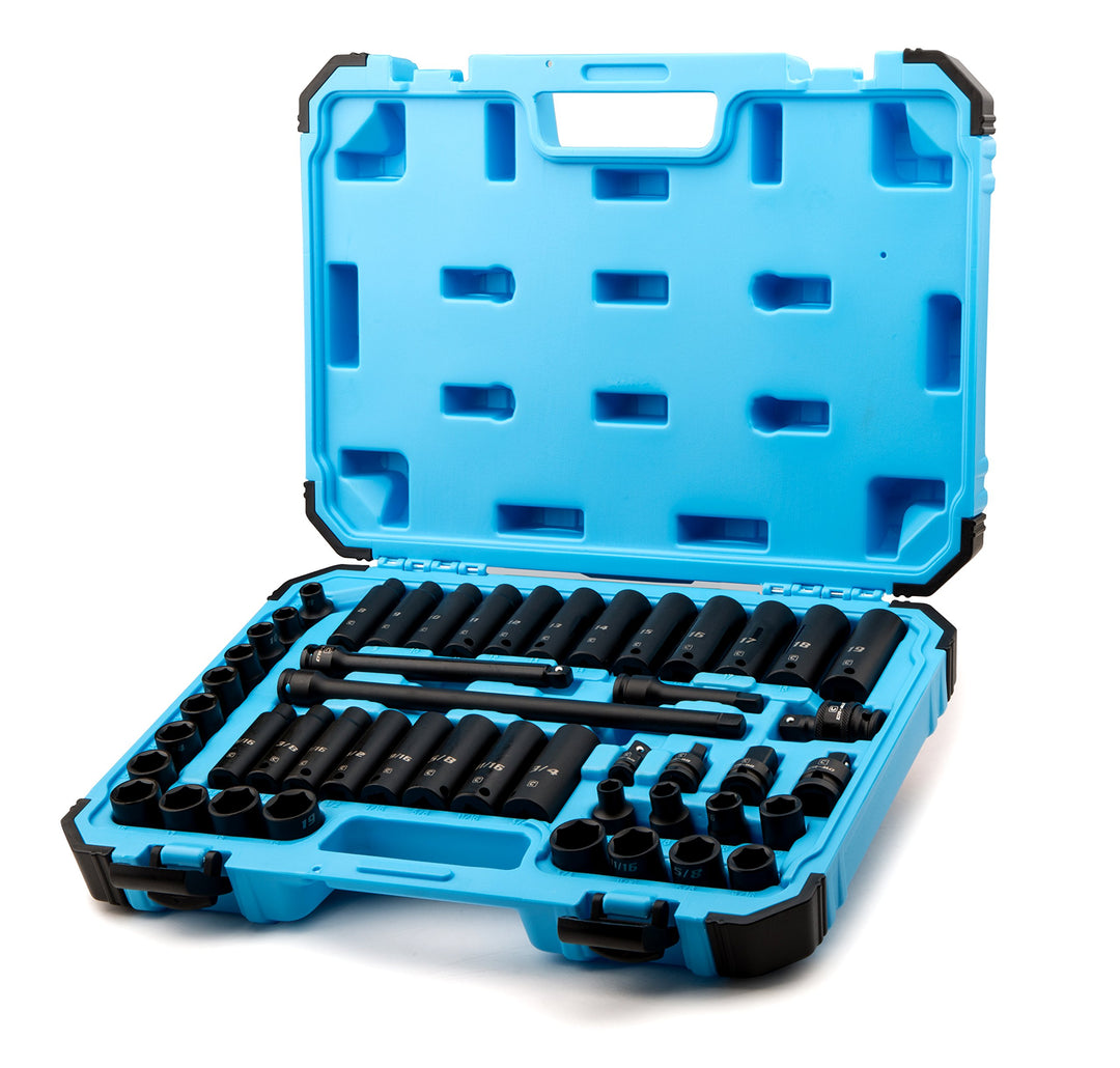 Capri Tools 3/8" Drive Master Impact Steckschlüsselsatz mit Adaptern und Verlängerungen, Premium Chr