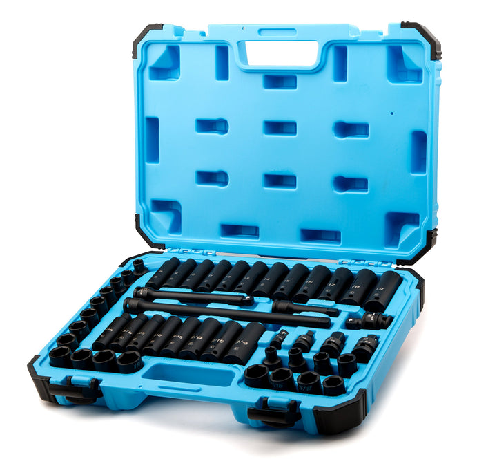 Capri Tools 3/8" Drive Master Impact Steckschlüsselsatz mit Adaptern und Verlängerungen, Premium Chr