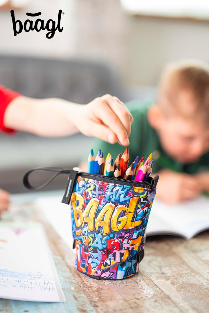 Baagl Federmäppchen Jungen - Stifteetui Kinder - Mäppchen Etui für Schule - Robuste Federtasche & Fe