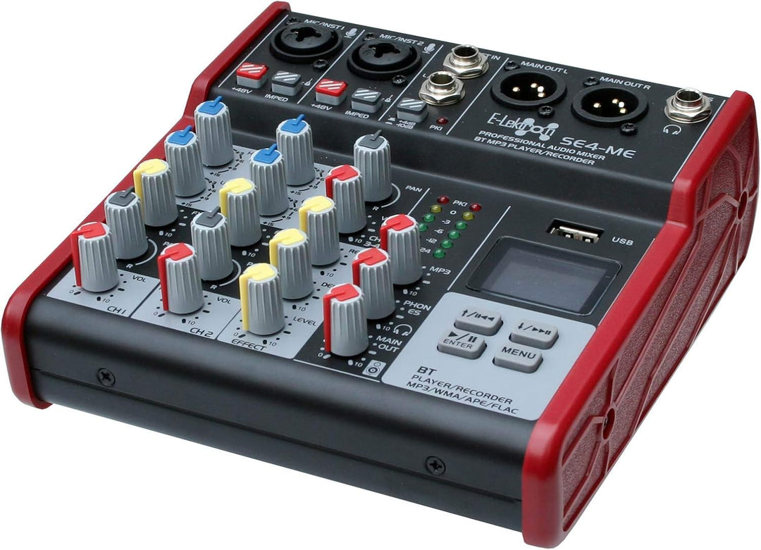 E-Lektron Live Mischpult Mixer + Stereo USB/Bluetooth/Soundkarte, inkl. Phantom (SE-4-2-Kanal + Ster