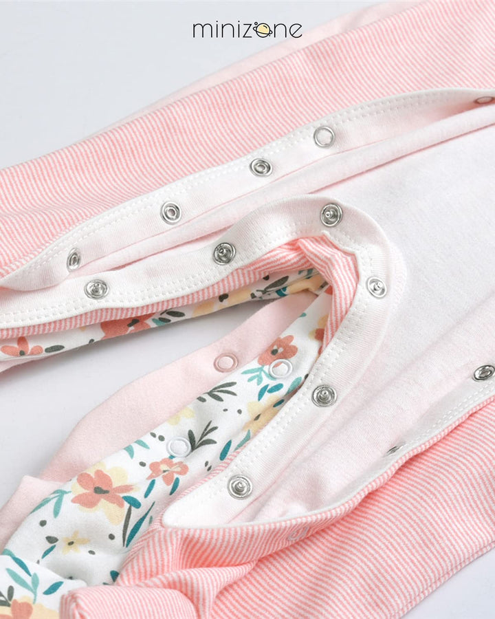 Minizone Baby Schlafanzug Pack of 3, Strampler Langarm Pyjamas Schlafstrampler 3-6 Monate 3-6 Monate