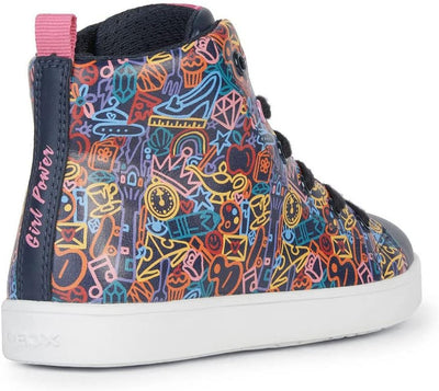 Geox Mädchen J Kathe Girl H Sneakers, Navy Fuchsia