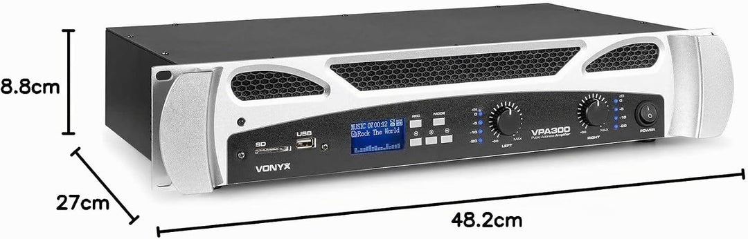 Vonyx VPA300 Verstärker 2x 150 W mit Bluetooth und MP3-Player
