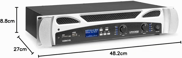 Vonyx VPA300 Verstärker 2x 150 W mit Bluetooth und MP3-Player